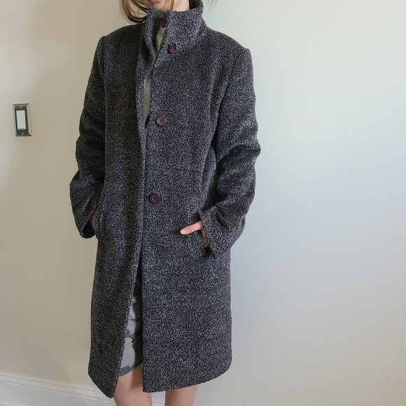 Lener Cordier Wool Coat FR 38 US M Bouclé Gray Long Overcoat Made in France - Picture 10 of 10
